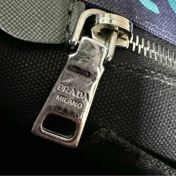 PRADA Blue Camouflage Canapa GM Two Way Tote Bag - Picture 11 of 15